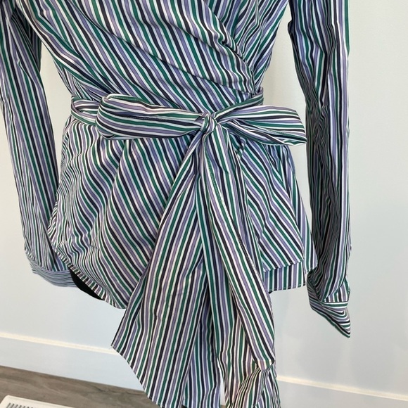 Halogen Women’s Striped Wrap Long Sleeve Top - Picture 5 of 5